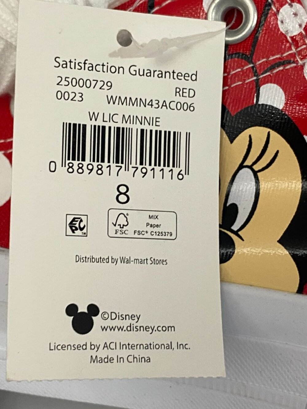 Disney Minnie Mouse Shoes Women's 8 Canvas Red White Polka Dot Low Top Lace Up. - Picture 5 of 10